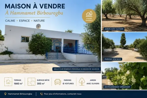 À Vendre – Authentique Maison Arabesque de Prestige à Bir Bouregba, Hammamet